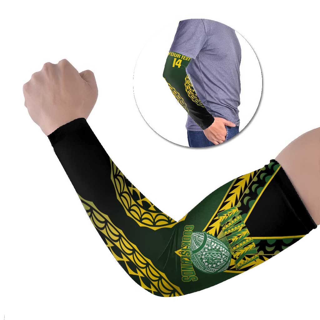 Custom Avaiki Cook Islands Rugby Arm Sleeves Kuki Airani Tatau Black - Polynesian Pride