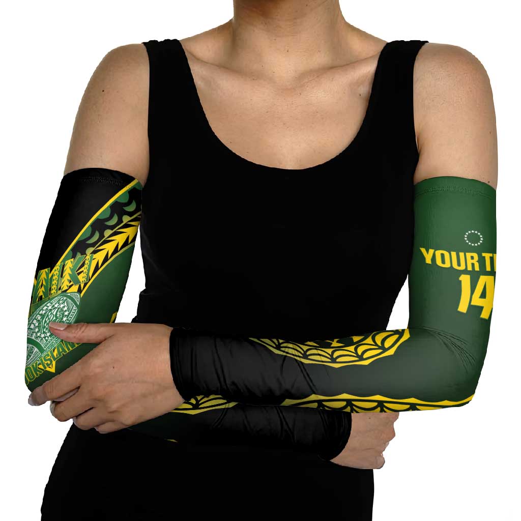 Custom Avaiki Cook Islands Rugby Arm Sleeves Kuki Airani Tatau Black - Polynesian Pride