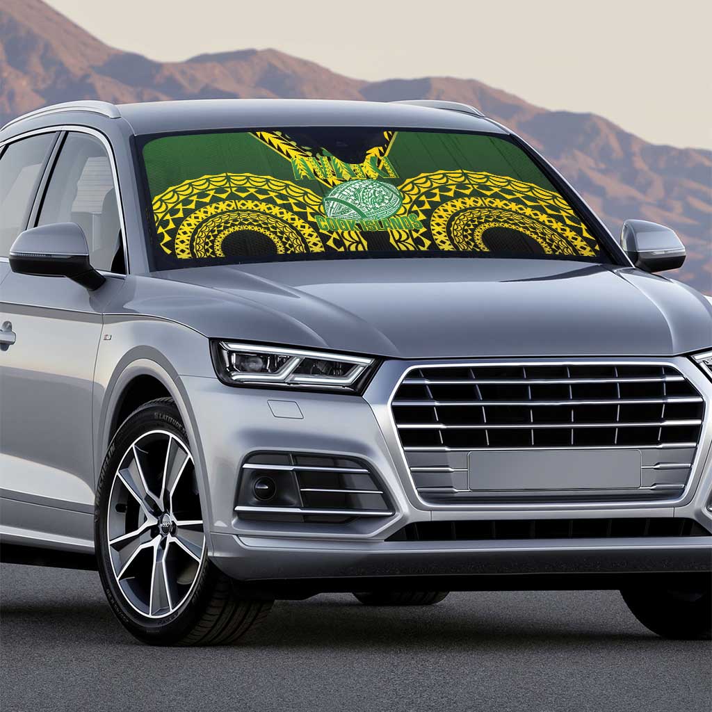 Avaiki Cook Islands Rugby Auto Sun Shade Kuki Airani Tatau Black - Polynesian Pride