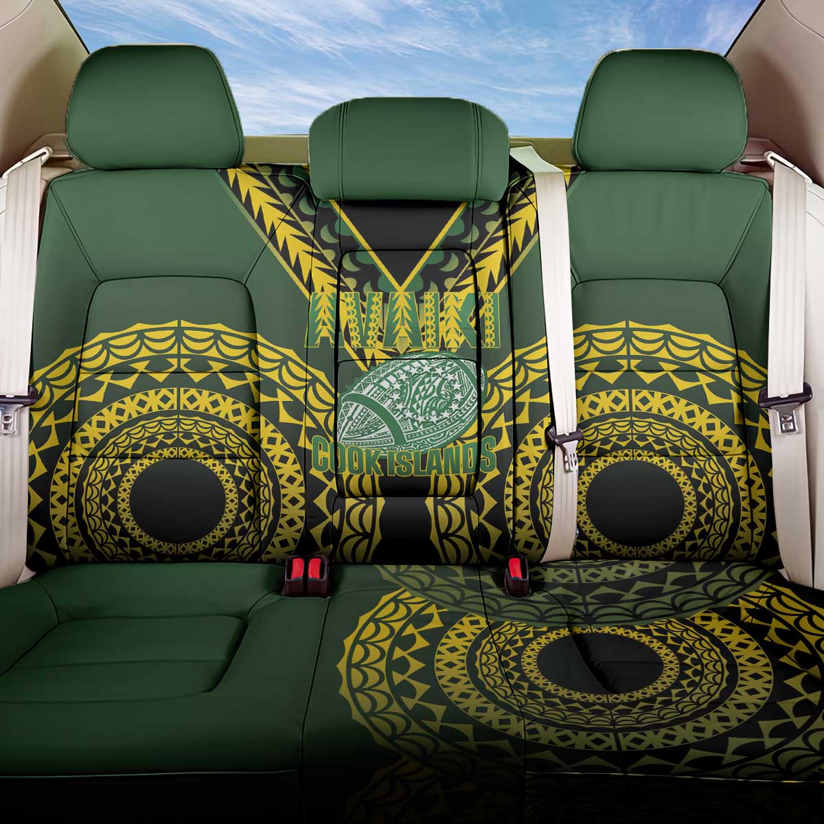 Avaiki Cook Islands Rugby Back Car Seat Cover Kuki Airani Tatau Black - Polynesian Pride