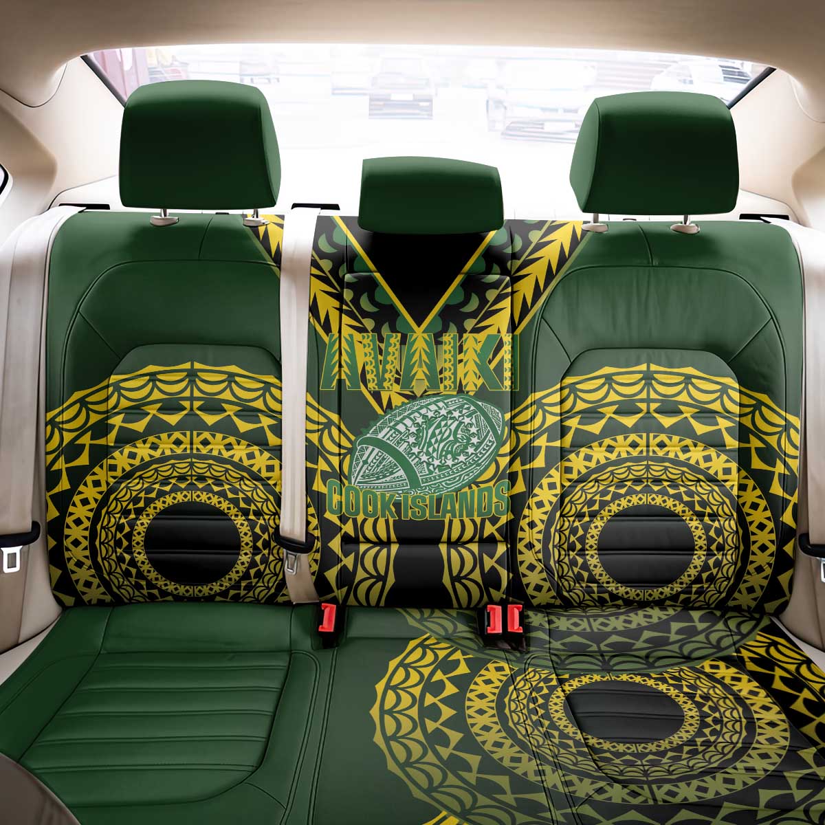Avaiki Cook Islands Rugby Back Car Seat Cover Kuki Airani Tatau Black - Polynesian Pride