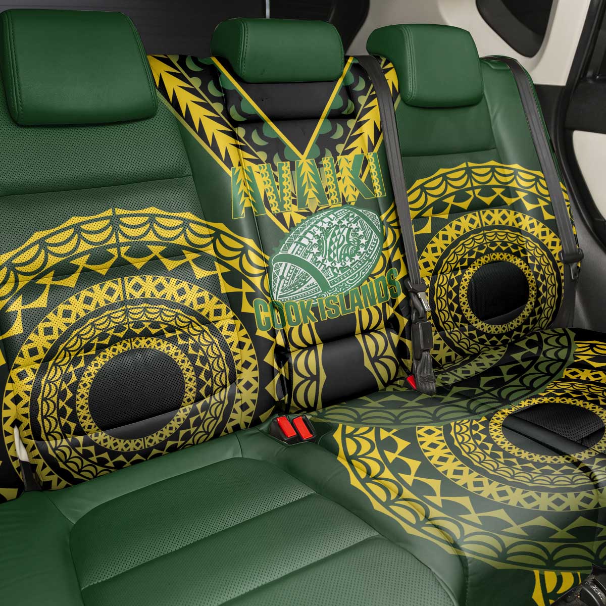 Avaiki Cook Islands Rugby Back Car Seat Cover Kuki Airani Tatau Black - Polynesian Pride