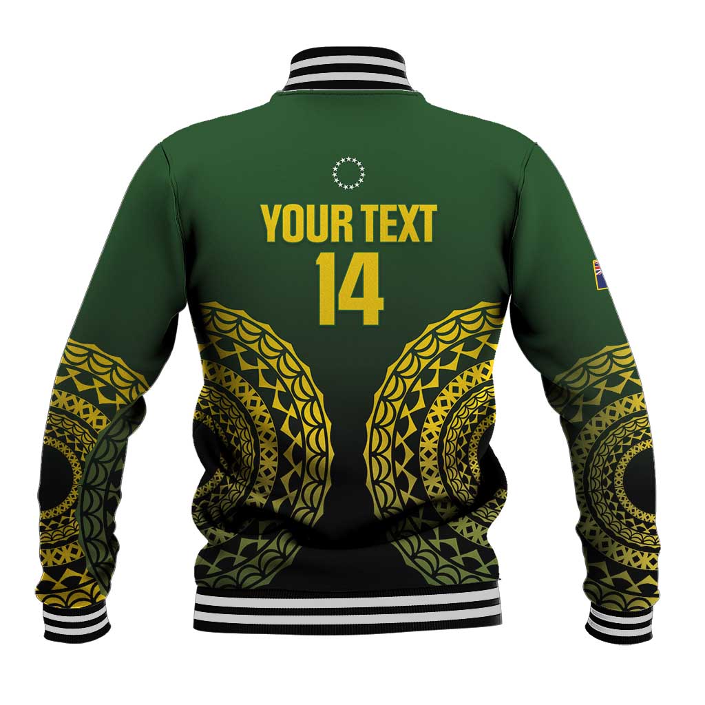 Custom Avaiki Cook Islands Rugby Baseball Jacket Kuki Airani Tatau Black - Polynesian Pride
