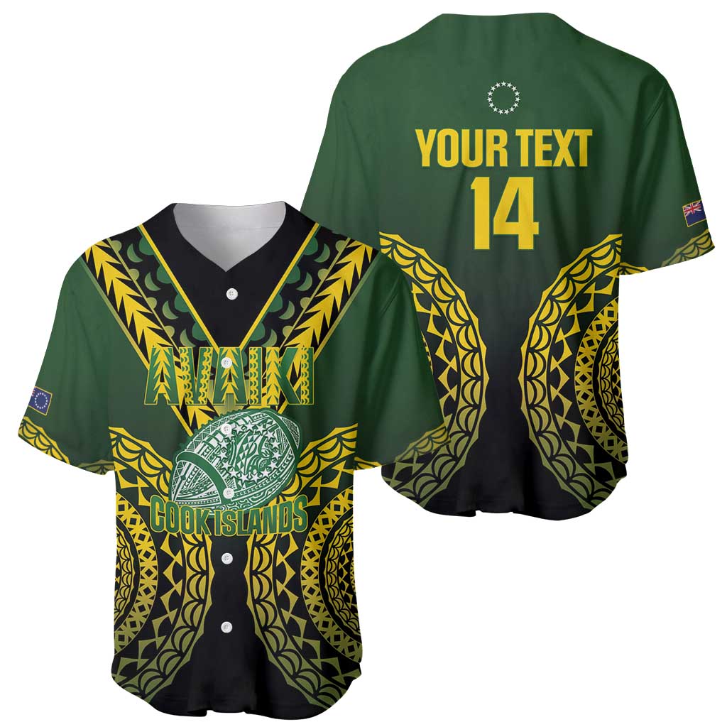 Custom Avaiki Cook Islands Rugby Baseball Jersey Kuki Airani Tatau Black - Polynesian Pride