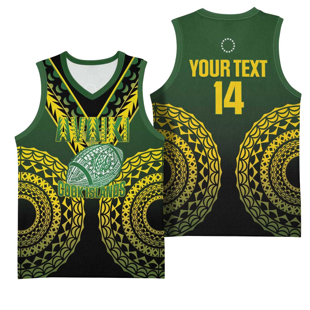 Custom Avaiki Cook Islands Rugby Basketball Jersey Kuki Airani Tatau Black - Polynesian Pride
