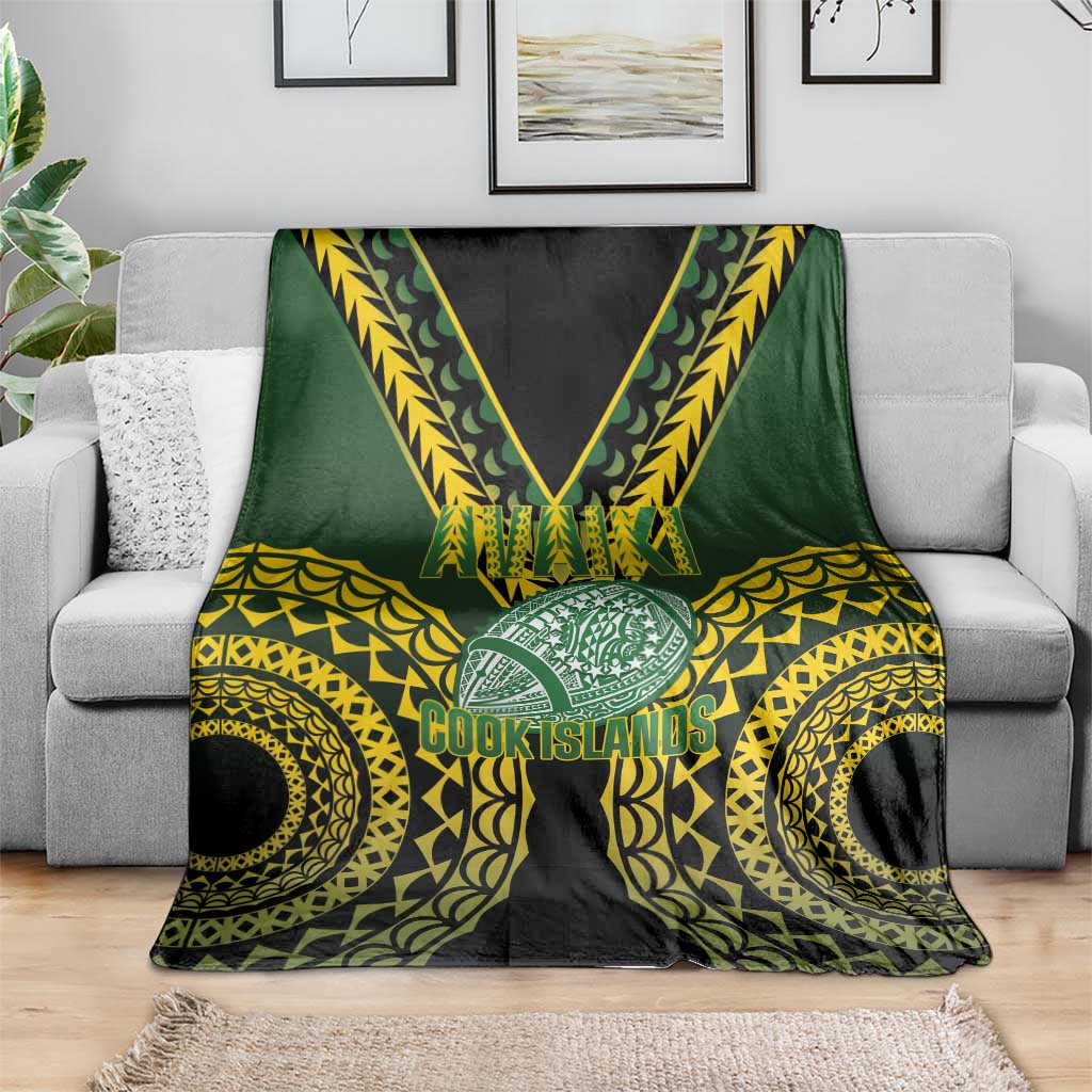 Avaiki Cook Islands Rugby Blanket Kuki Airani Tatau Black - Polynesian Pride