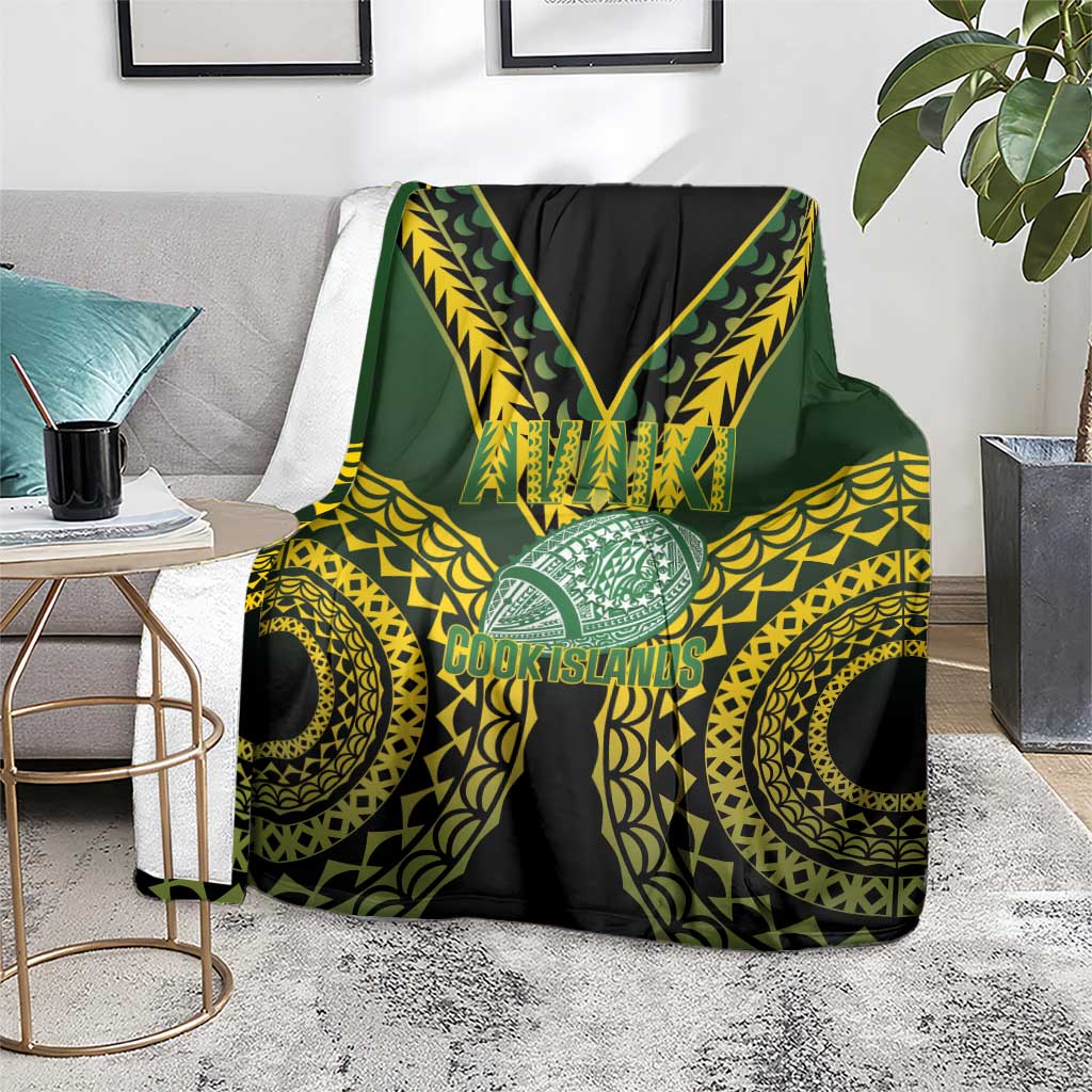 Avaiki Cook Islands Rugby Blanket Kuki Airani Tatau Black - Polynesian Pride