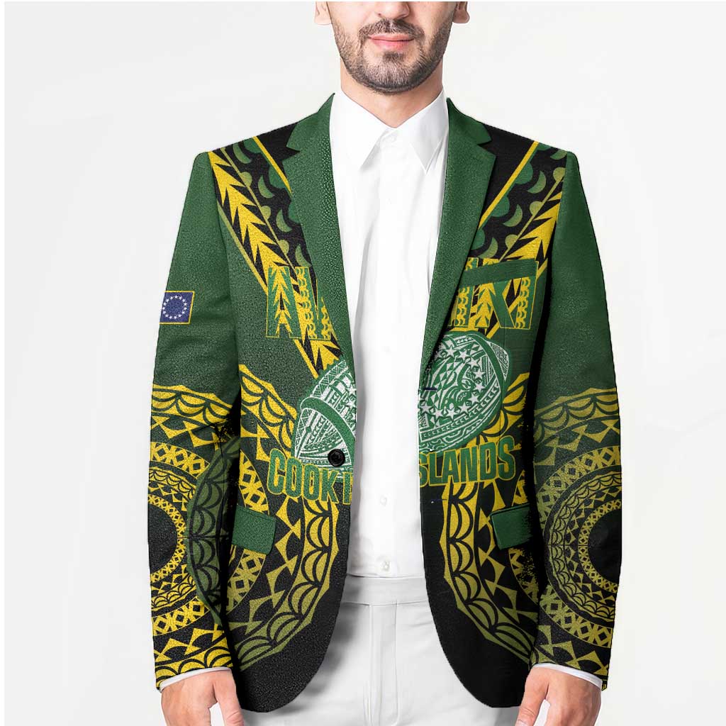 Custom Avaiki Cook Islands Rugby Blazer Kuki Airani Tatau Black - Polynesian Pride