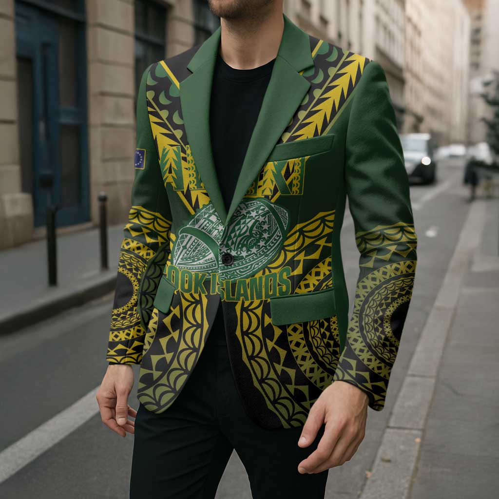 Custom Avaiki Cook Islands Rugby Blazer Kuki Airani Tatau Black - Polynesian Pride