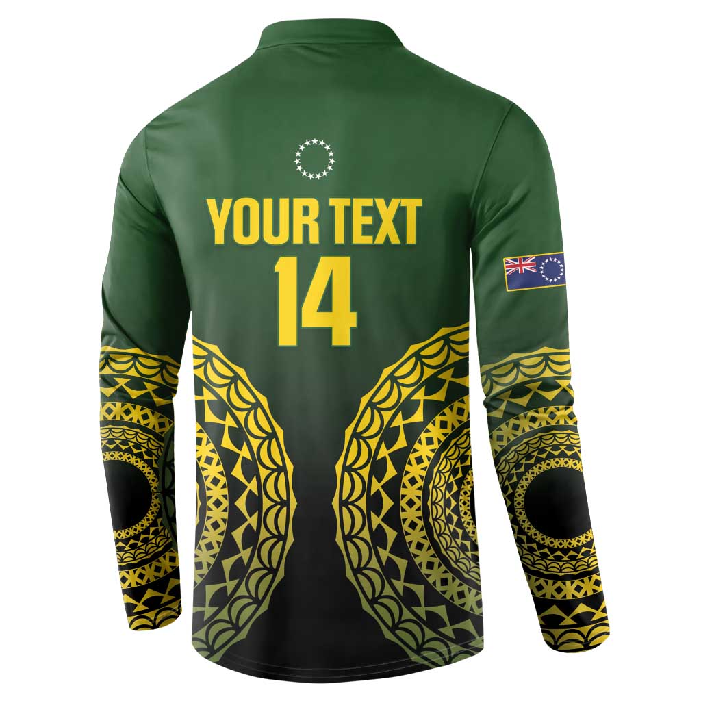 Custom Avaiki Cook Islands Rugby Button Sweatshirt Kuki Airani Tatau Black - Polynesian Pride