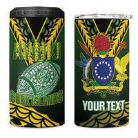 Custom Avaiki Cook Islands Rugby 4 in 1 Can Cooler Tumbler Kuki Airani Tatau Black - Polynesian Pride