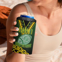 Custom Avaiki Cook Islands Rugby 4 in 1 Can Cooler Tumbler Kuki Airani Tatau Black - Polynesian Pride