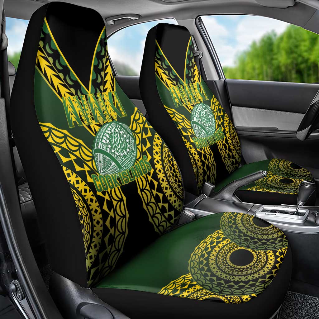 Avaiki Cook Islands Rugby Car Seat Cover Kuki Airani Tatau Black - Polynesian Pride