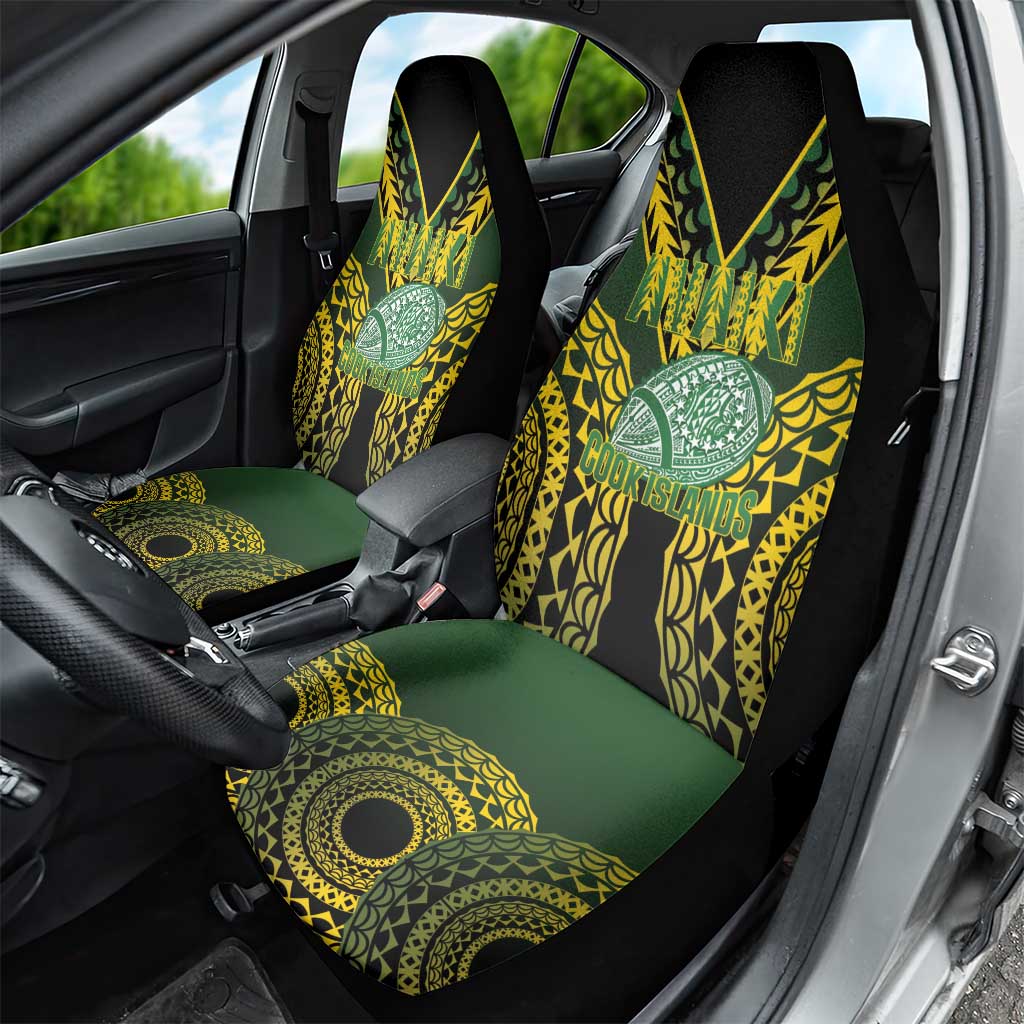 Avaiki Cook Islands Rugby Car Seat Cover Kuki Airani Tatau Black - Polynesian Pride
