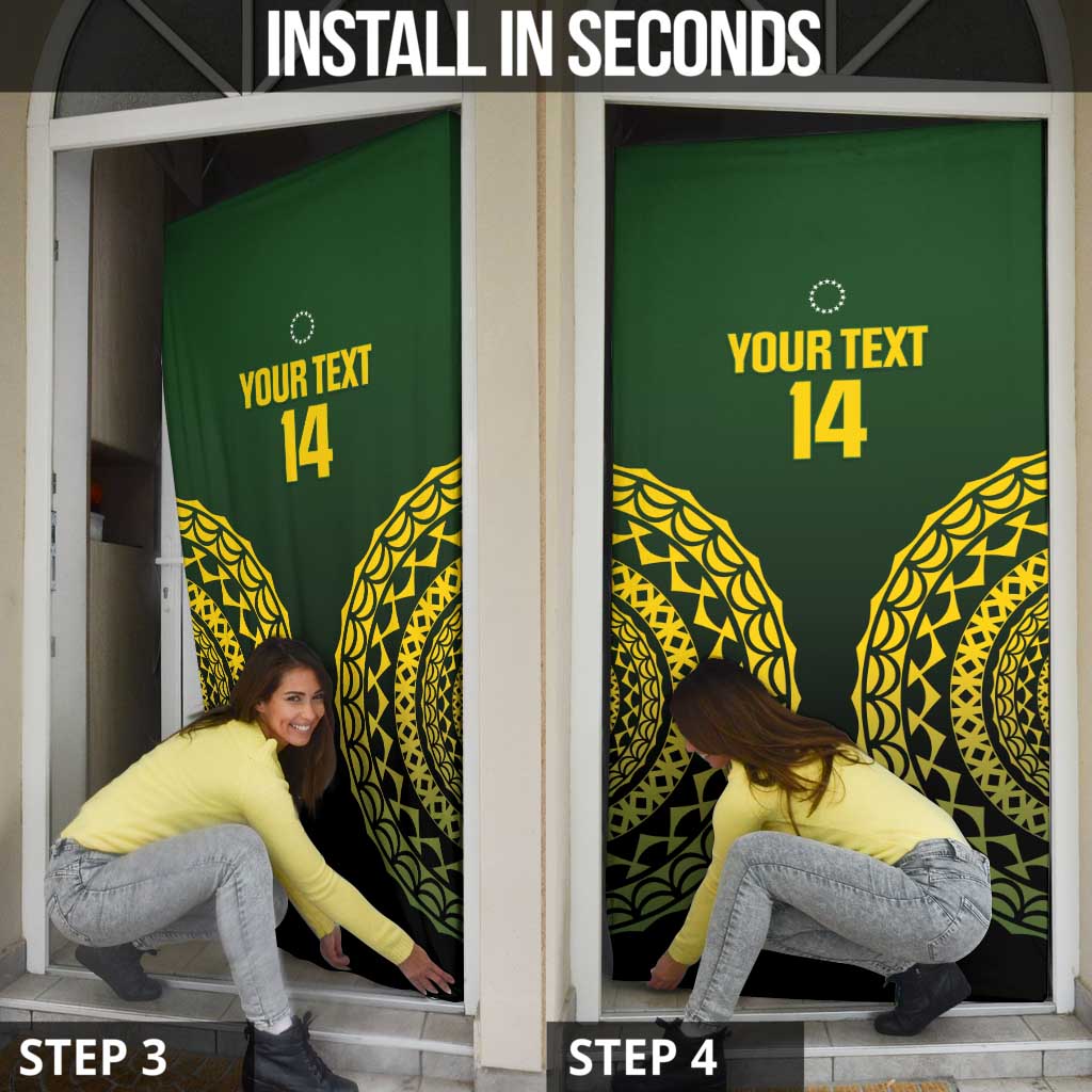 Custom Avaiki Cook Islands Rugby Door Cover Kuki Airani Tatau Black - Polynesian Pride