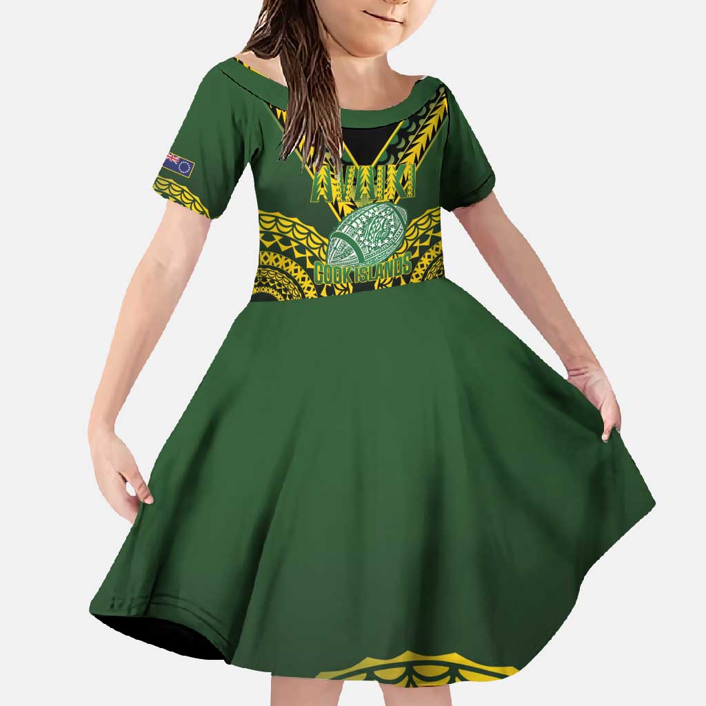 Custom Avaiki Cook Islands Rugby Family Matching Off Shoulder Maxi Dress and Hawaiian Shirt Kuki Airani Tatau Black - Polynesian Pride
