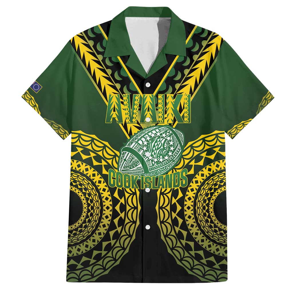 Custom Avaiki Cook Islands Rugby Family Matching Off Shoulder Short Dress and Hawaiian Shirt Kuki Airani Tatau Black - Polynesian Pride