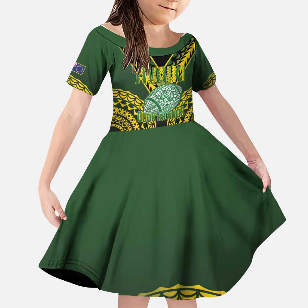 Custom Avaiki Cook Islands Rugby Family Matching Short Sleeve Bodycon Dress and Hawaiian Shirt Kuki Airani Tatau Black - Polynesian Pride