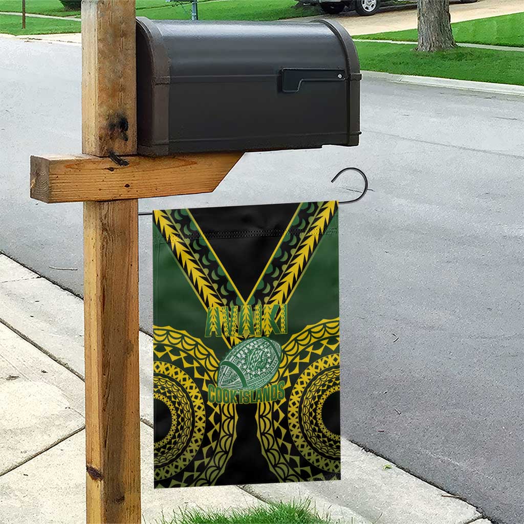 Avaiki Cook Islands Rugby Garden Flag Kuki Airani Tatau Black - Polynesian Pride