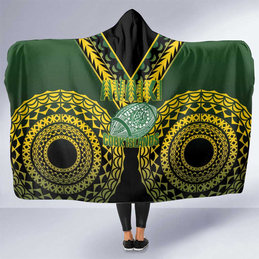 Avaiki Cook Islands Rugby Hooded Blanket Kuki Airani Tatau Black - Polynesian Pride
