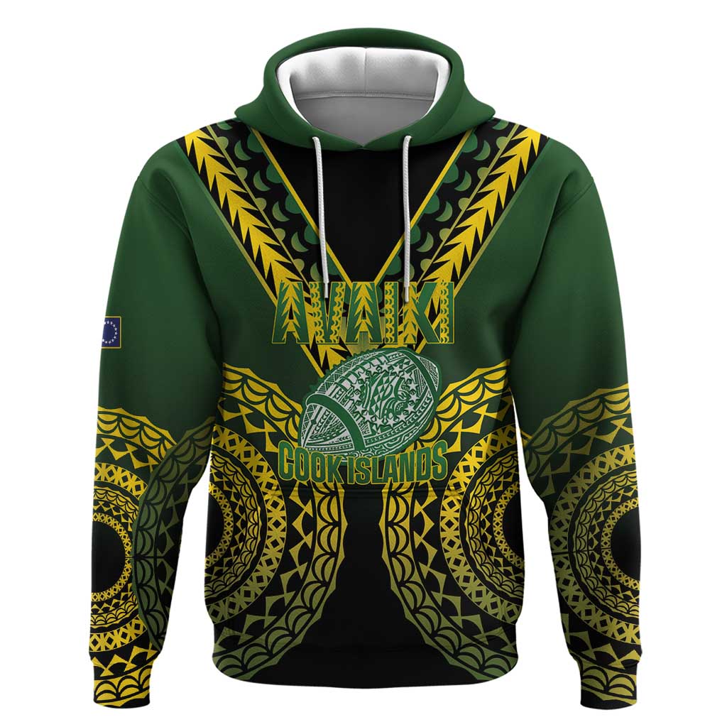 Custom Avaiki Cook Islands Rugby Hoodie Kuki Airani Tatau Black - Polynesian Pride