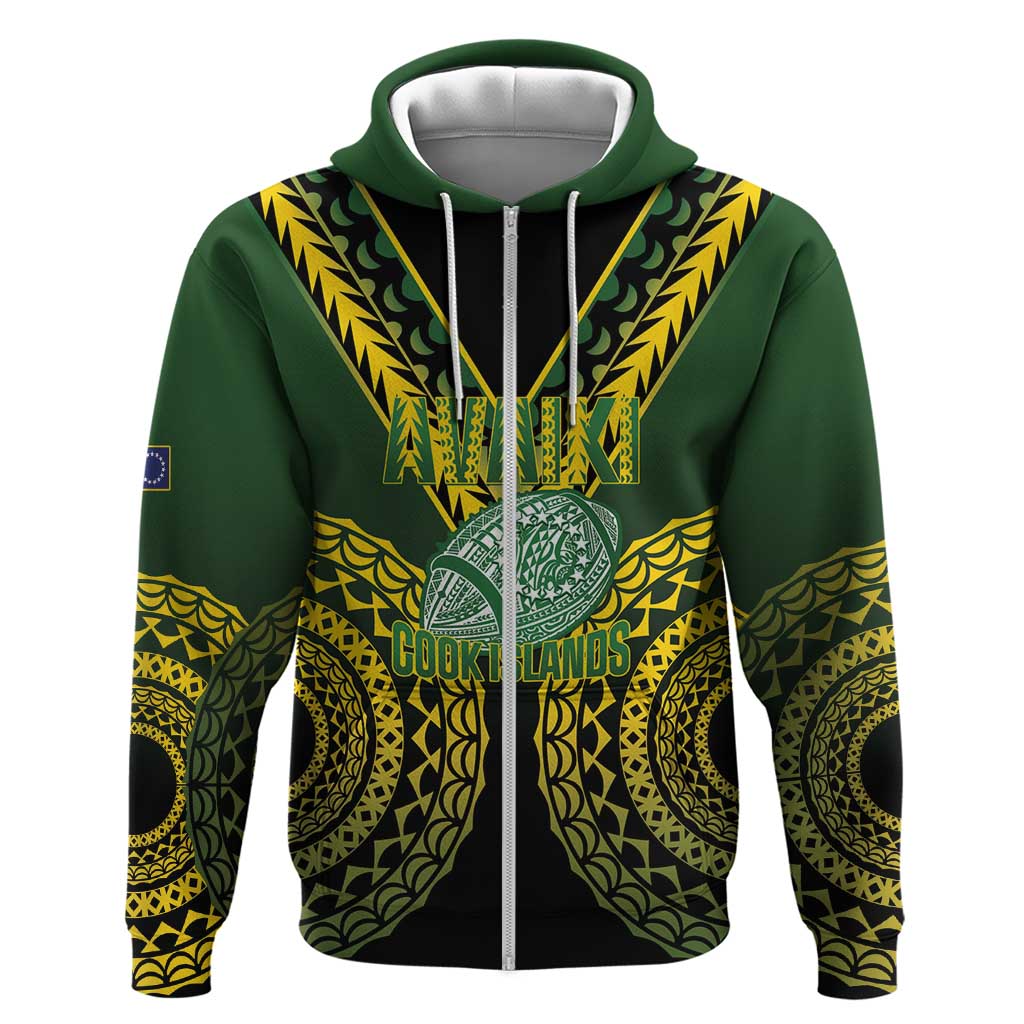 Custom Avaiki Cook Islands Rugby Hoodie Kuki Airani Tatau Black - Polynesian Pride