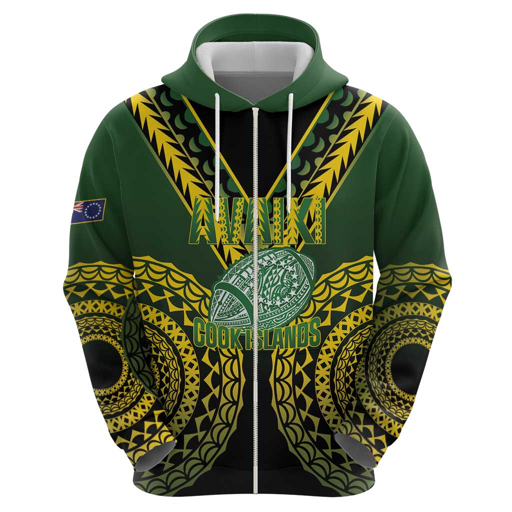 Custom Avaiki Cook Islands Rugby Hoodie Kuki Airani Tatau Black - Polynesian Pride