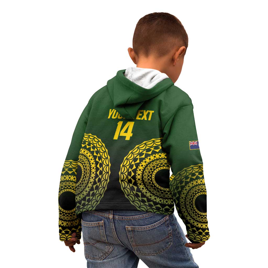 Custom Avaiki Cook Islands Rugby Kid Hoodie Kuki Airani Tatau Black LT14 - Polynesian Pride