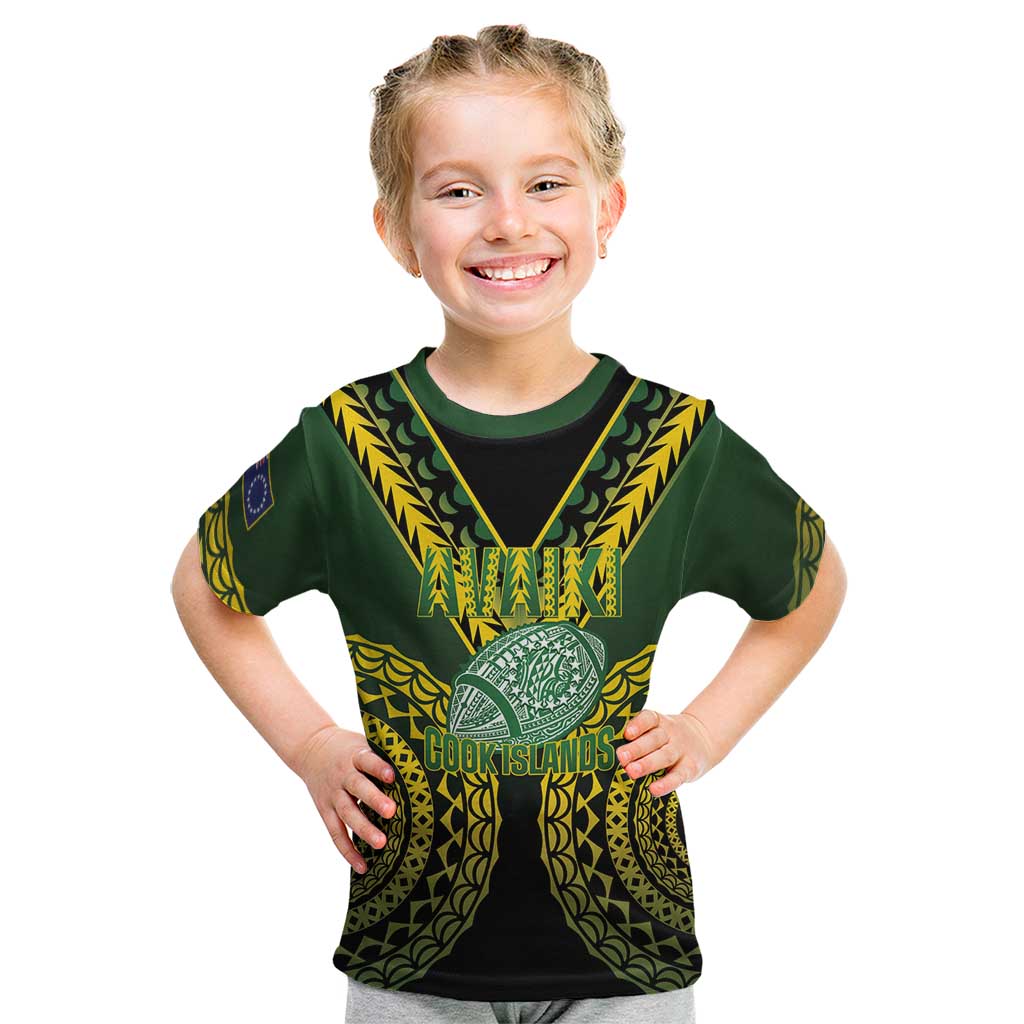 Custom Avaiki Cook Islands Rugby Kid T Shirt Kuki Airani Tatau Black LT14 Black - Polynesian Pride