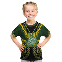 Custom Avaiki Cook Islands Rugby Kid T Shirt Kuki Airani Tatau Black LT14 Black - Polynesian Pride