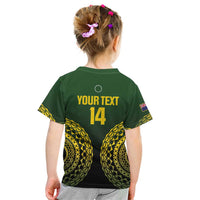 Custom Avaiki Cook Islands Rugby Kid T Shirt Kuki Airani Tatau Black LT14 - Polynesian Pride