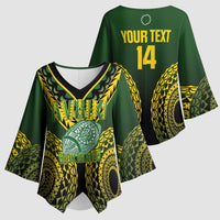 Custom Avaiki Cook Islands Rugby Kimono Sleeve Blouse Kuki Airani Tatau Black - Polynesian Pride