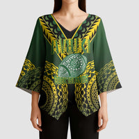 Custom Avaiki Cook Islands Rugby Kimono Sleeve Blouse Kuki Airani Tatau Black - Polynesian Pride