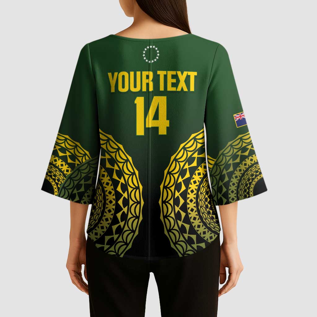 Custom Avaiki Cook Islands Rugby Kimono Sleeve Blouse Kuki Airani Tatau Black - Polynesian Pride