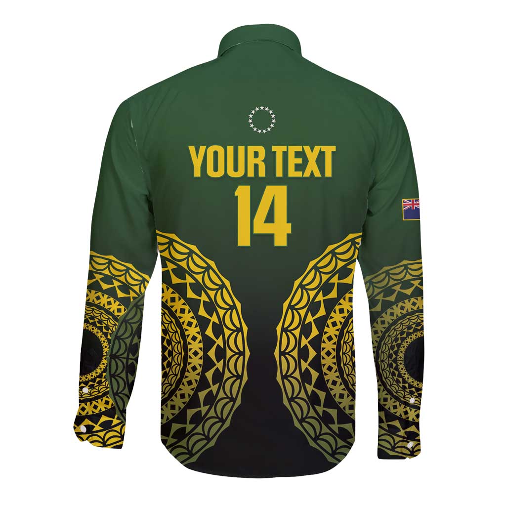 Custom Avaiki Cook Islands Rugby Long Sleeve Button Shirt Kuki Airani Tatau Black - Polynesian Pride