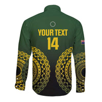 Custom Avaiki Cook Islands Rugby Long Sleeve Button Shirt Kuki Airani Tatau Black - Polynesian Pride