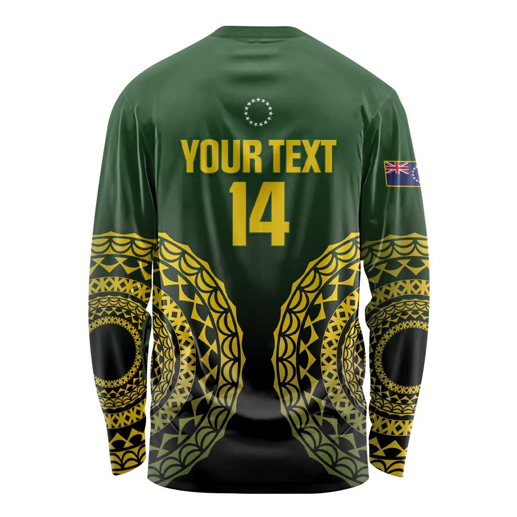 Custom Avaiki Cook Islands Rugby Long Sleeve Shirt Kuki Airani Tatau Black - Polynesian Pride