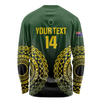 Custom Avaiki Cook Islands Rugby Long Sleeve Shirt Kuki Airani Tatau Black - Polynesian Pride