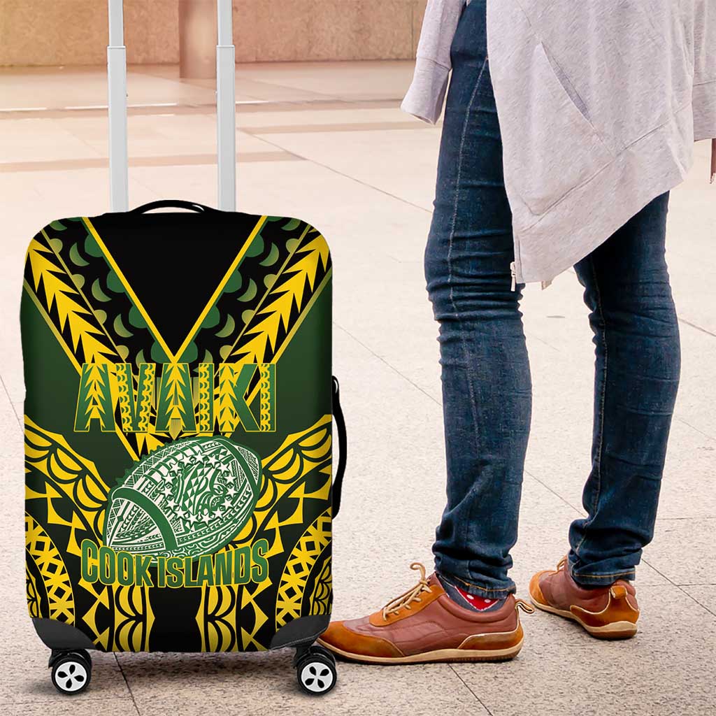 Avaiki Cook Islands Rugby Luggage Cover Kuki Airani Tatau Black - Polynesian Pride