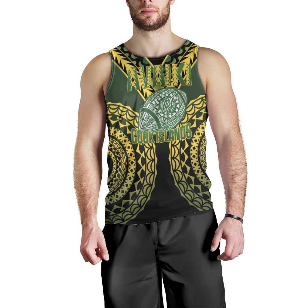 Custom Avaiki Cook Islands Rugby Men Tank Top Kuki Airani Tatau Black - Polynesian Pride