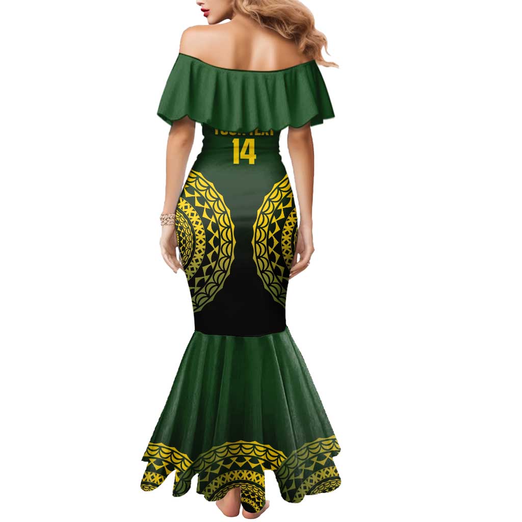 Custom Avaiki Cook Islands Rugby Mermaid Dress Kuki Airani Tatau Black - Polynesian Pride
