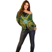 Custom Avaiki Cook Islands Rugby Off Shoulder Sweater Kuki Airani Tatau Black - Polynesian Pride