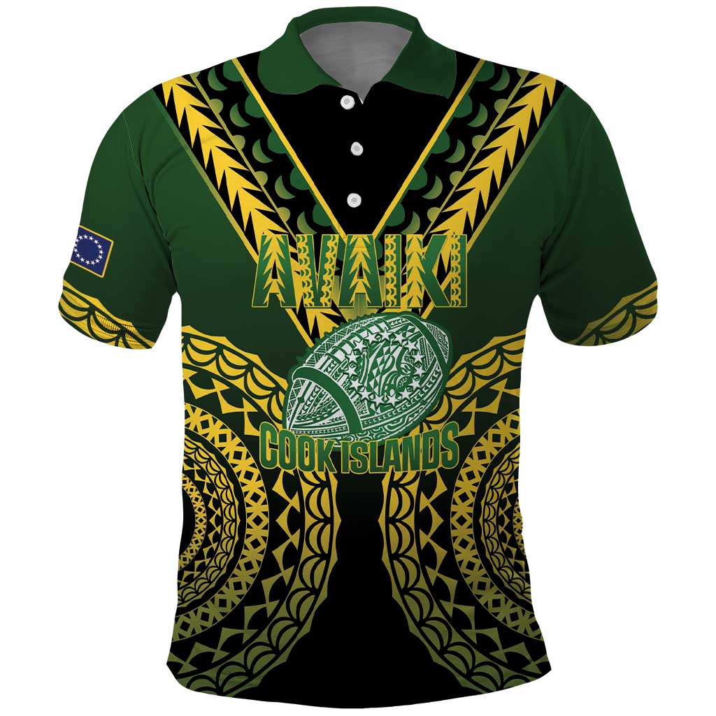 Custom Avaiki Cook Islands Rugby Polo Shirt Kuki Airani Tatau Black - Polynesian Pride
