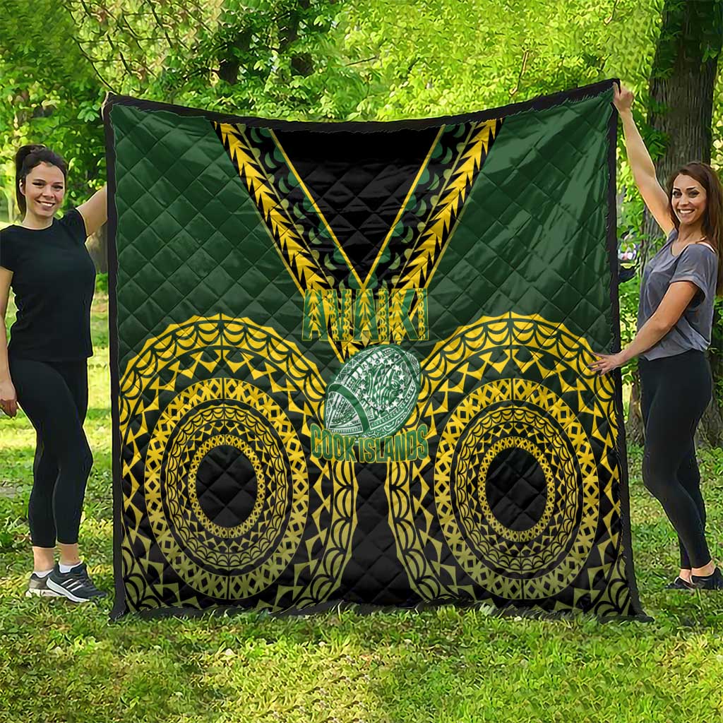 Avaiki Cook Islands Rugby Quilt Kuki Airani Tatau Black - Polynesian Pride