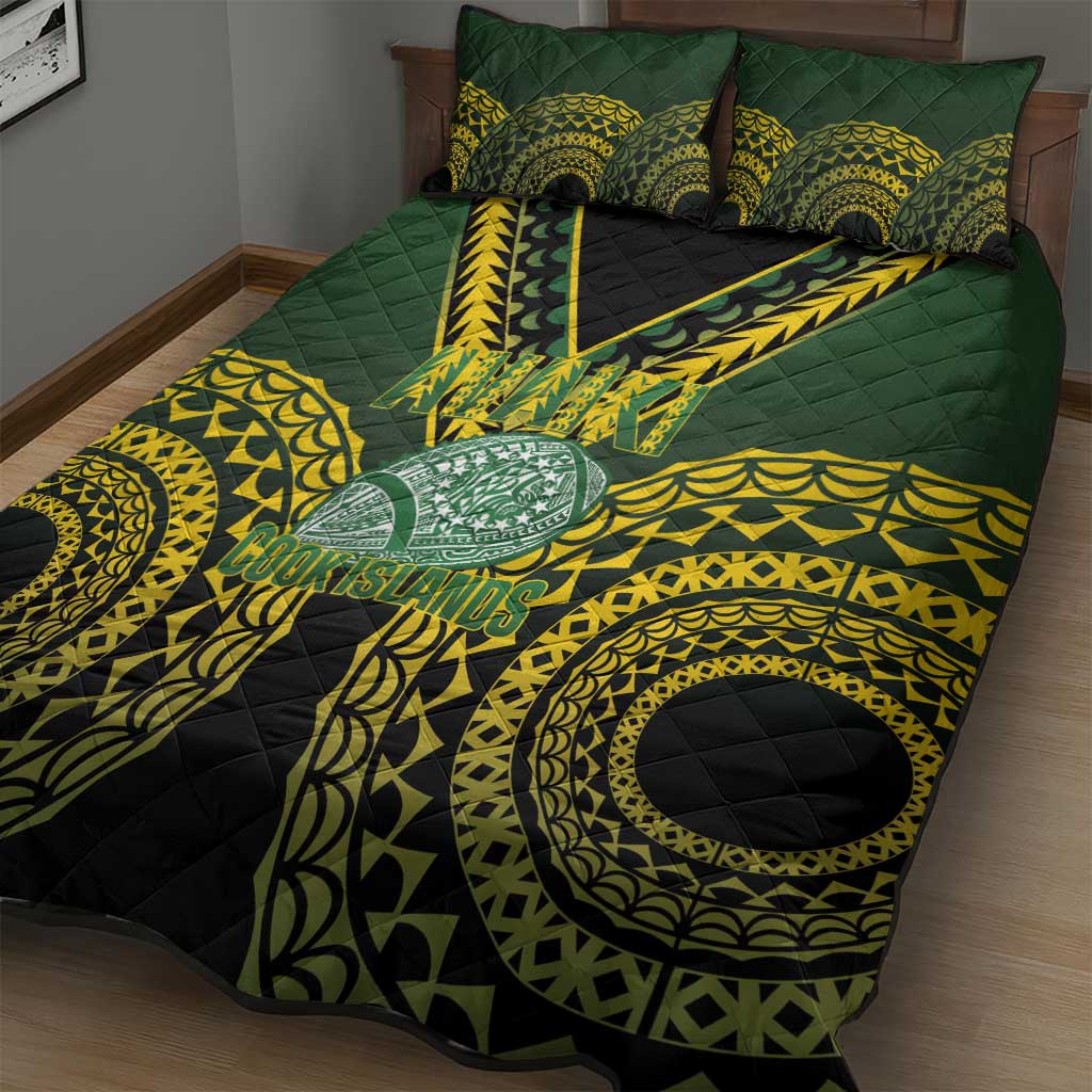 Avaiki Cook Islands Rugby Quilt Bed Set Kuki Airani Tatau Black - Polynesian Pride