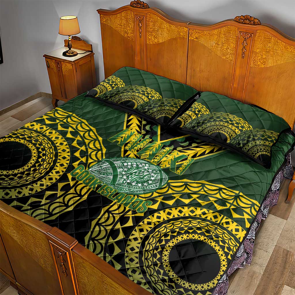 Avaiki Cook Islands Rugby Quilt Bed Set Kuki Airani Tatau Black - Polynesian Pride