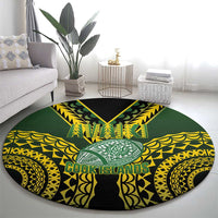 Avaiki Cook Islands Rugby Round Carpet Kuki Airani Tatau Black - Polynesian Pride