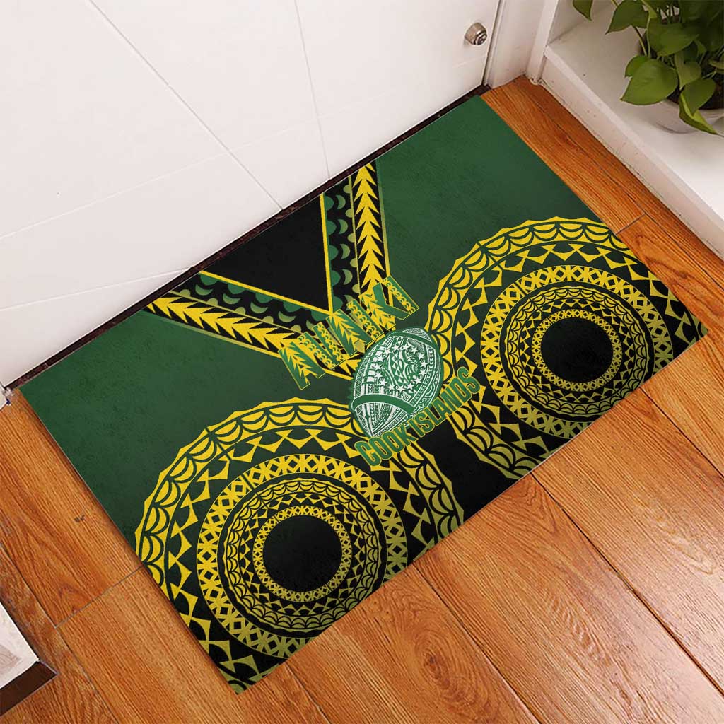 Avaiki Cook Islands Rugby Rubber Doormat Kuki Airani Tatau Black - Polynesian Pride