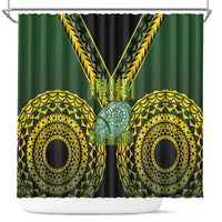 Avaiki Cook Islands Rugby Shower Curtain Kuki Airani Tatau Black - Polynesian Pride
