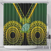 Avaiki Cook Islands Rugby Shower Curtain Kuki Airani Tatau Black - Polynesian Pride
